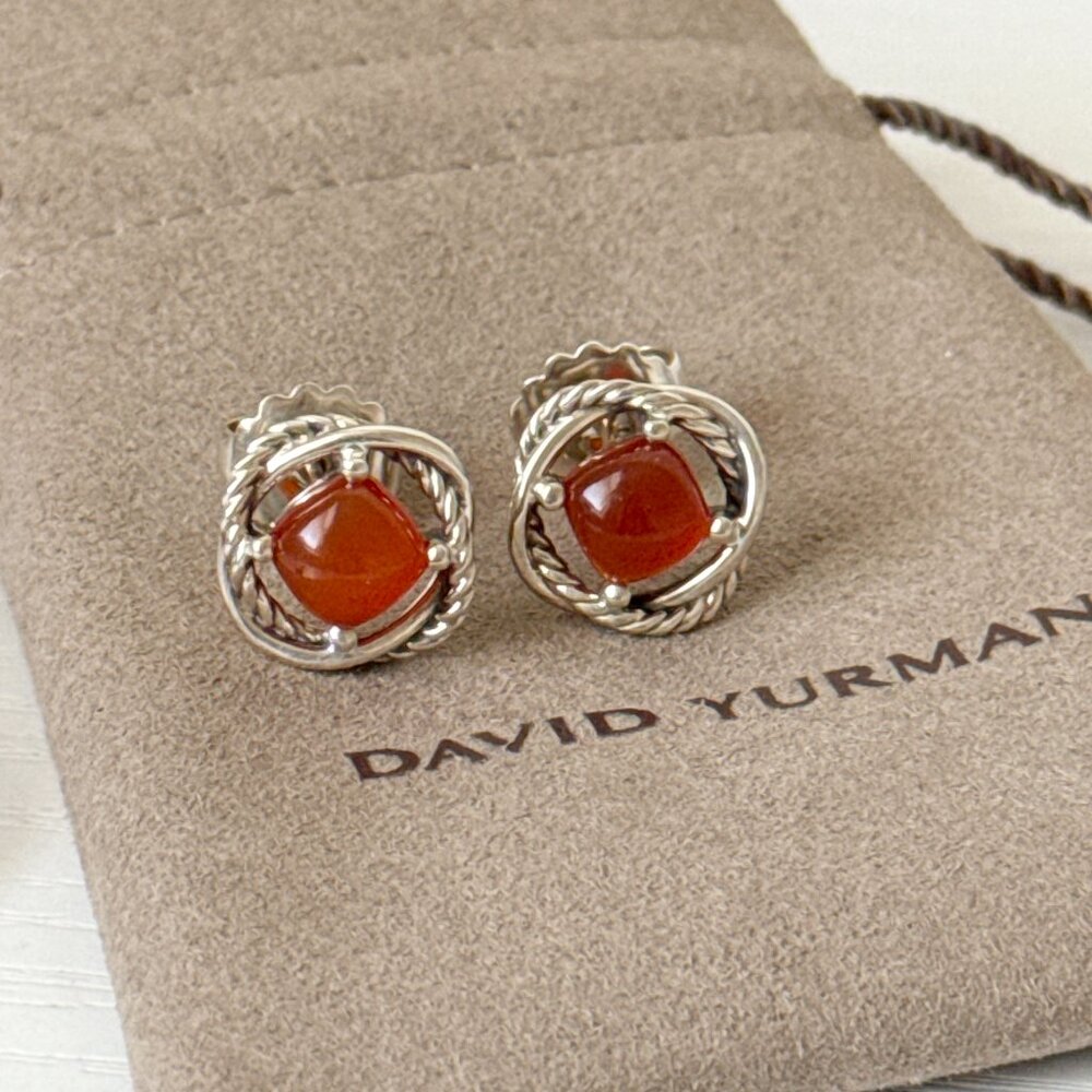 David Yurman Red Carnelian Infinity Push Back Earrings